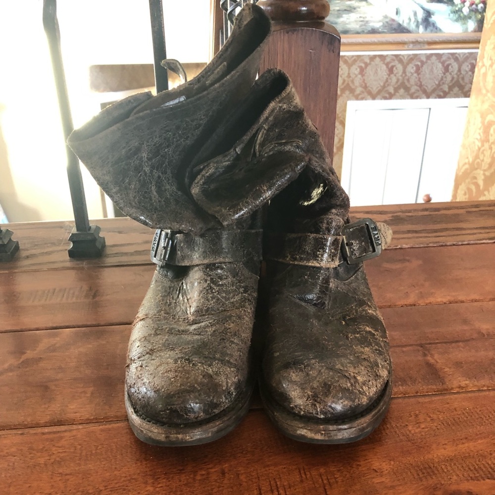 Frye Distressed Moto Boots
